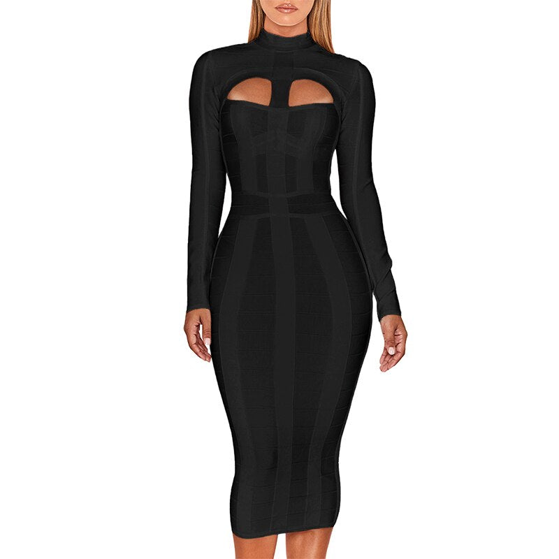 Contourline Cutout Bandage Midi