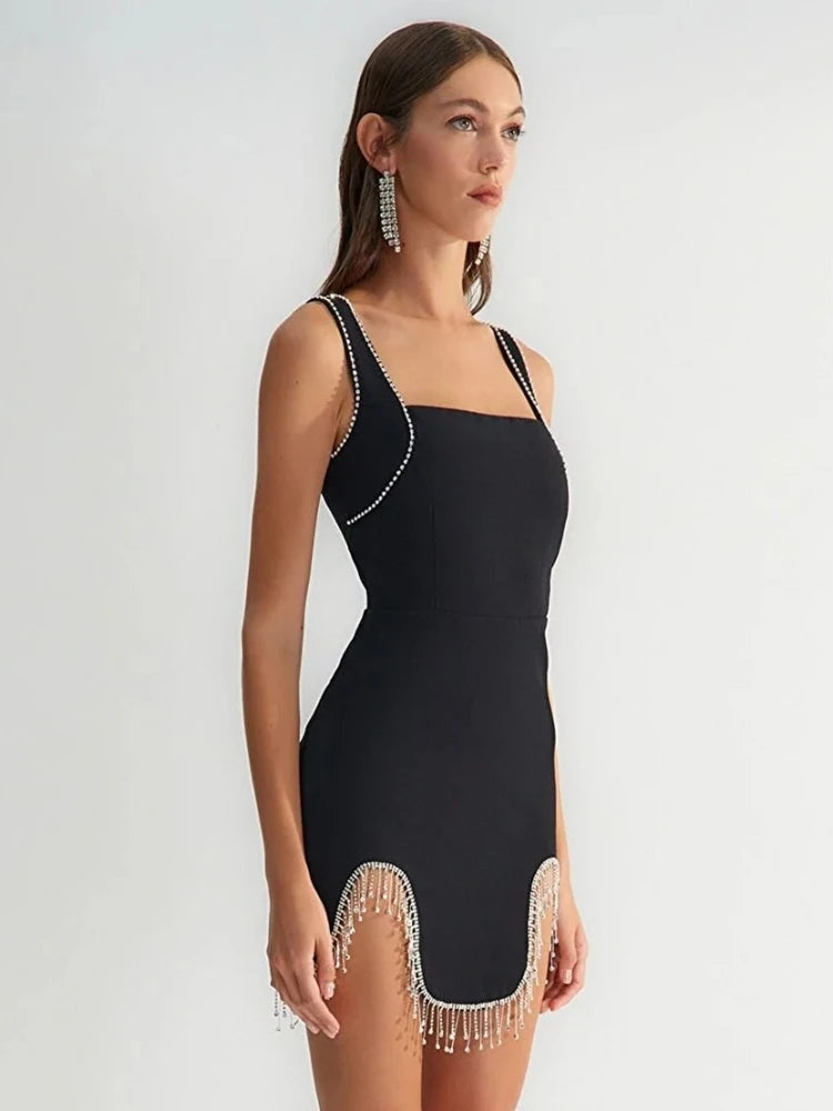 Noir Diamond Tassel Asymmetry Mini