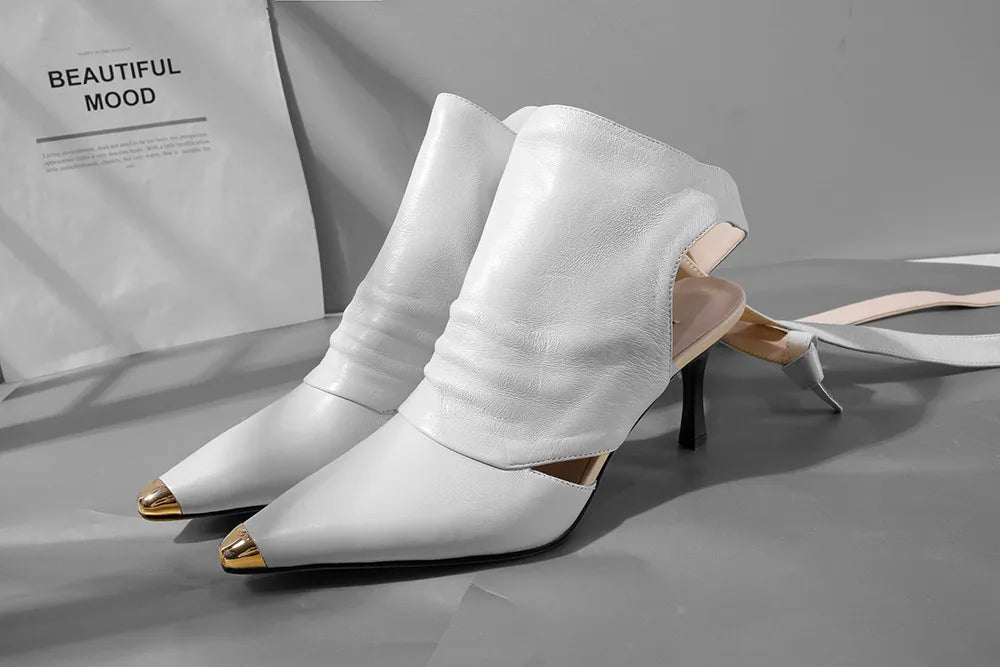 Gilded Lace-Up Pointed Bootie