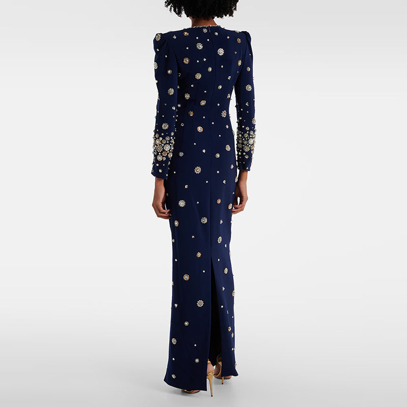 Beaded Elegance Slim Maxi Dress