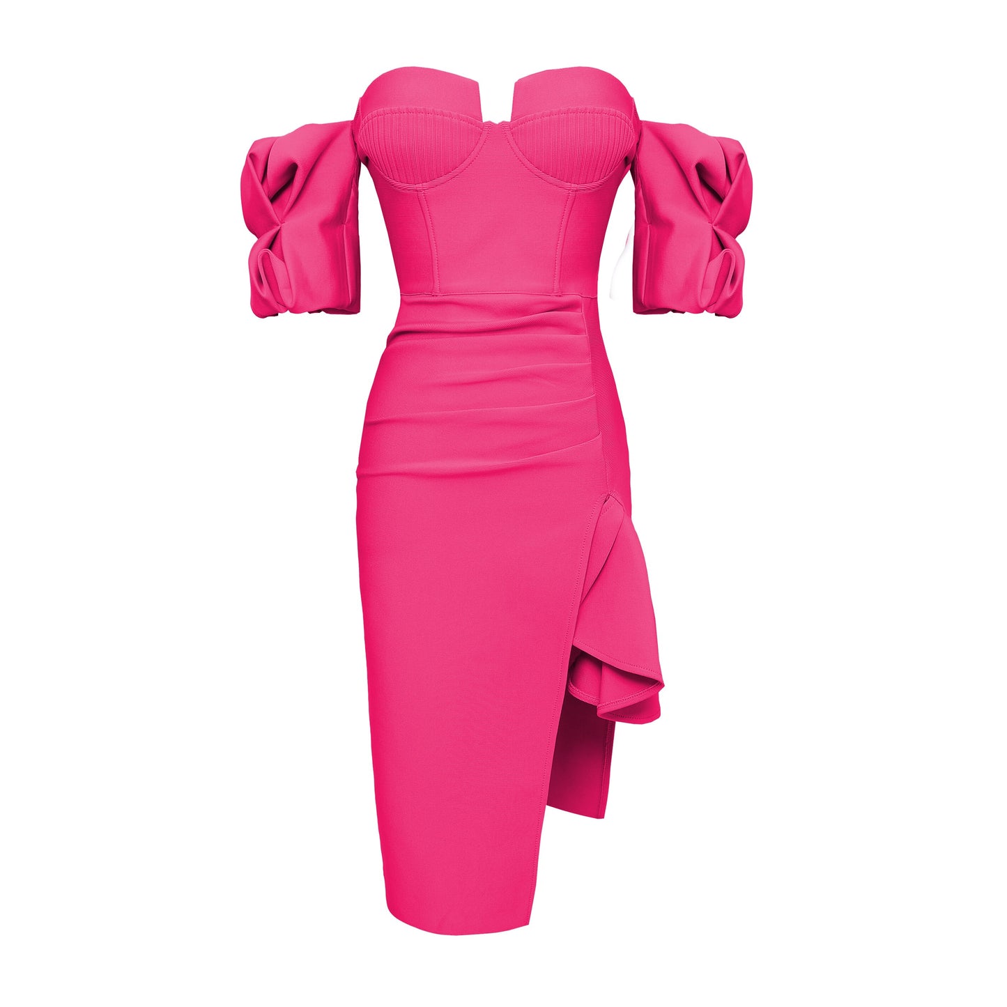 Off-Shoulder Ruffle Slit Bandage Dress