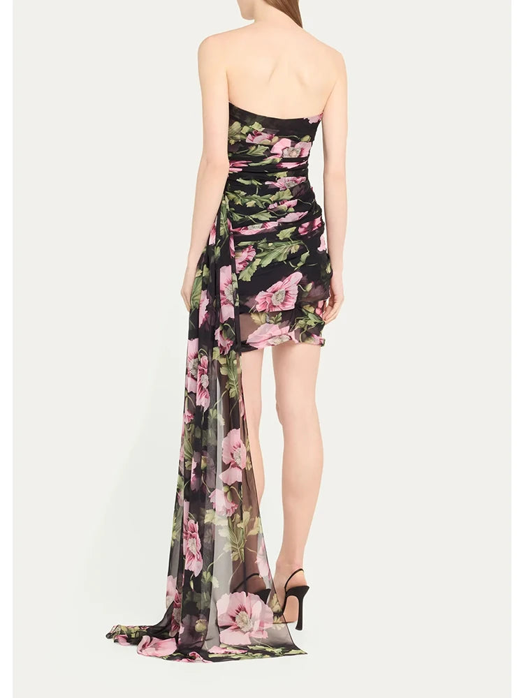 Bloom Floral Embroidered Mesh Mini Dress