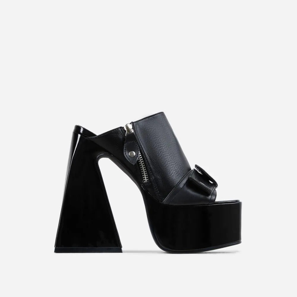 Colorblock Platform Square-Toe Heel