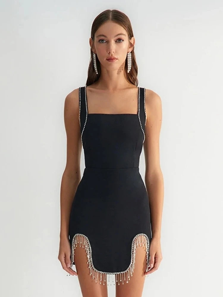 Noir Diamond Tassel Asymmetry Mini