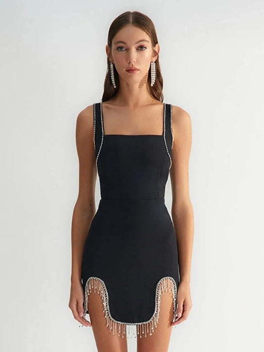Noir Diamond Tassel Asymmetry Mini