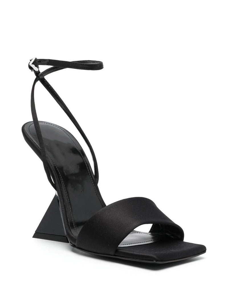 Buckled Square-Toe Block Heel Sandal