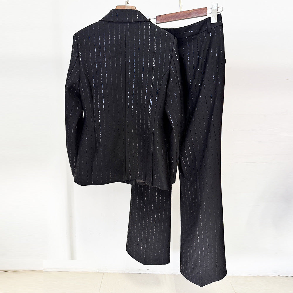 Sequin Beadwork Power Suit Set