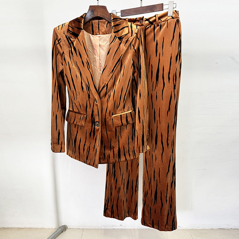 Gilded Tiger Velvet Suit Set