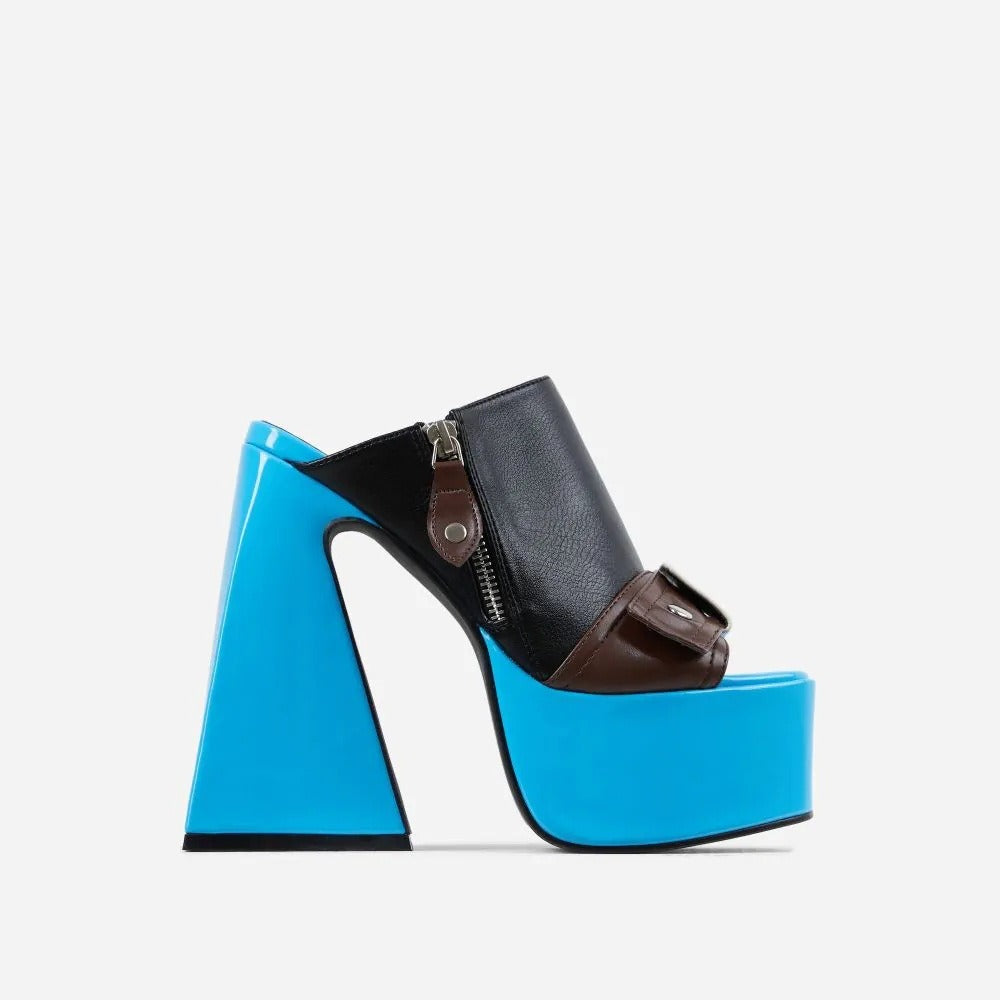 Colorblock Platform Square-Toe Heel