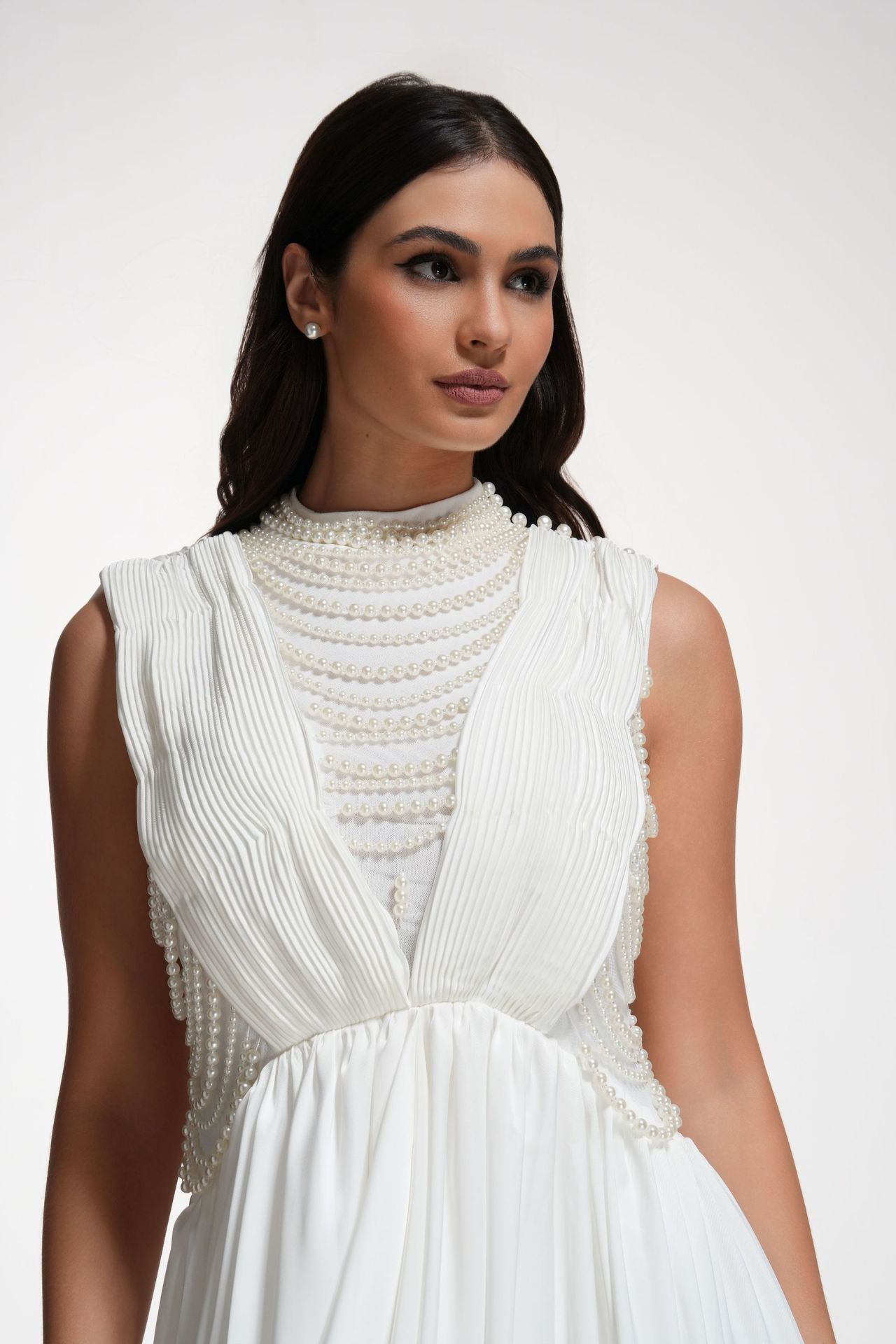 Regal Beaded High-Low Evening Gown
