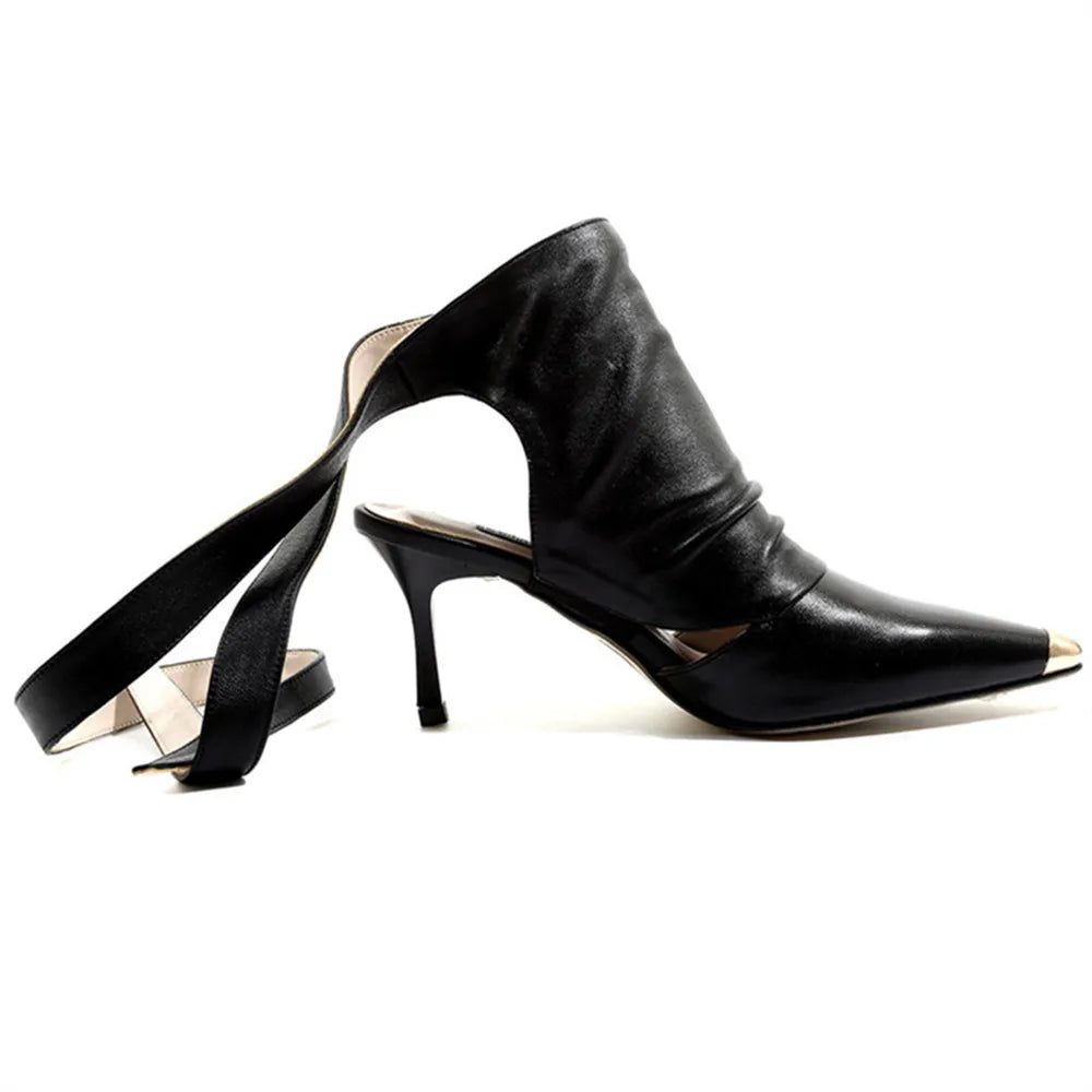 Gilded Lace-Up Pointed Bootie