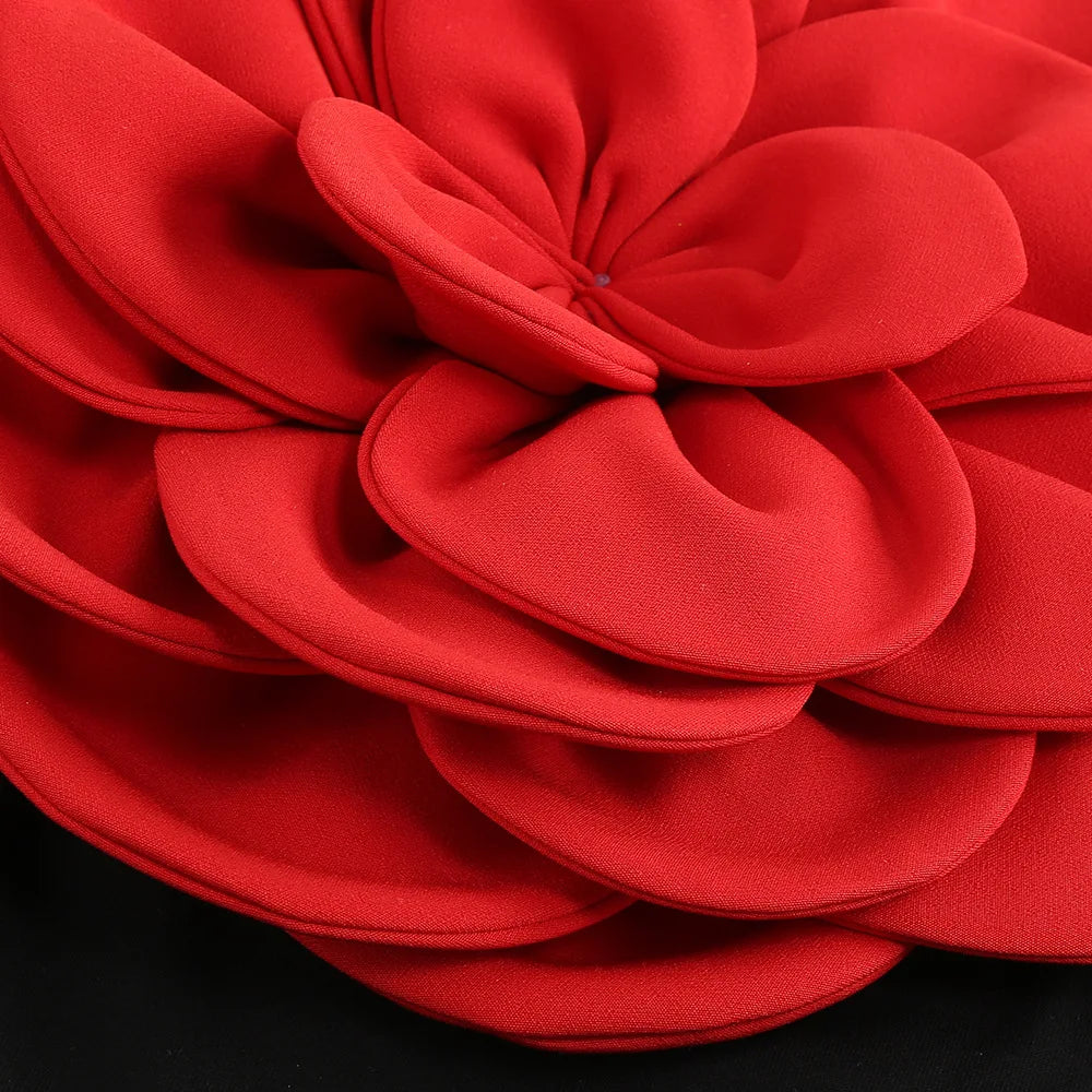 Scarlet Bloom Off-Shoulder Gown