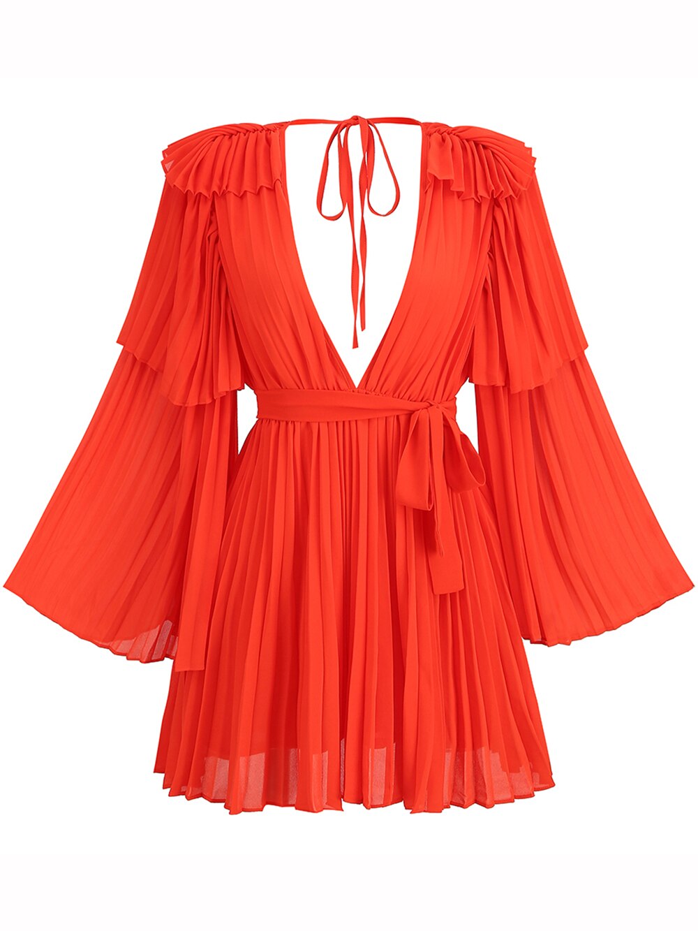 Sunset Flare Sleeve Chiffon Mini Dress