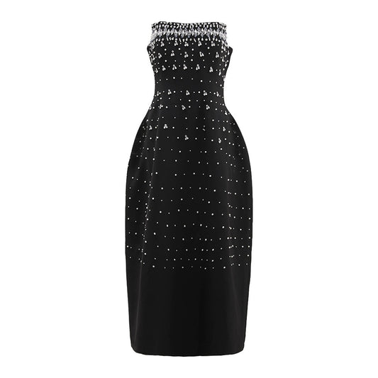 French Couture Diamond-Studded Strapless Gown