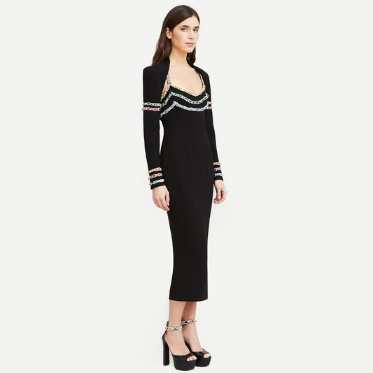 Jeweled Bandage Dress & Shawl Set