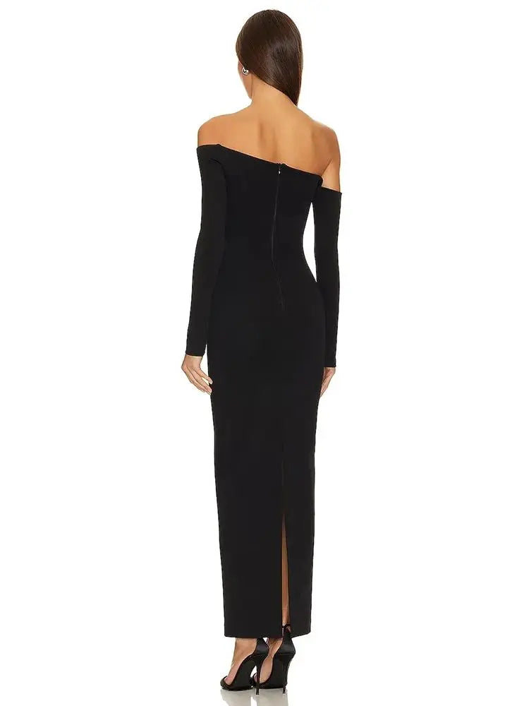 Scarlet Bloom Off-Shoulder Gown