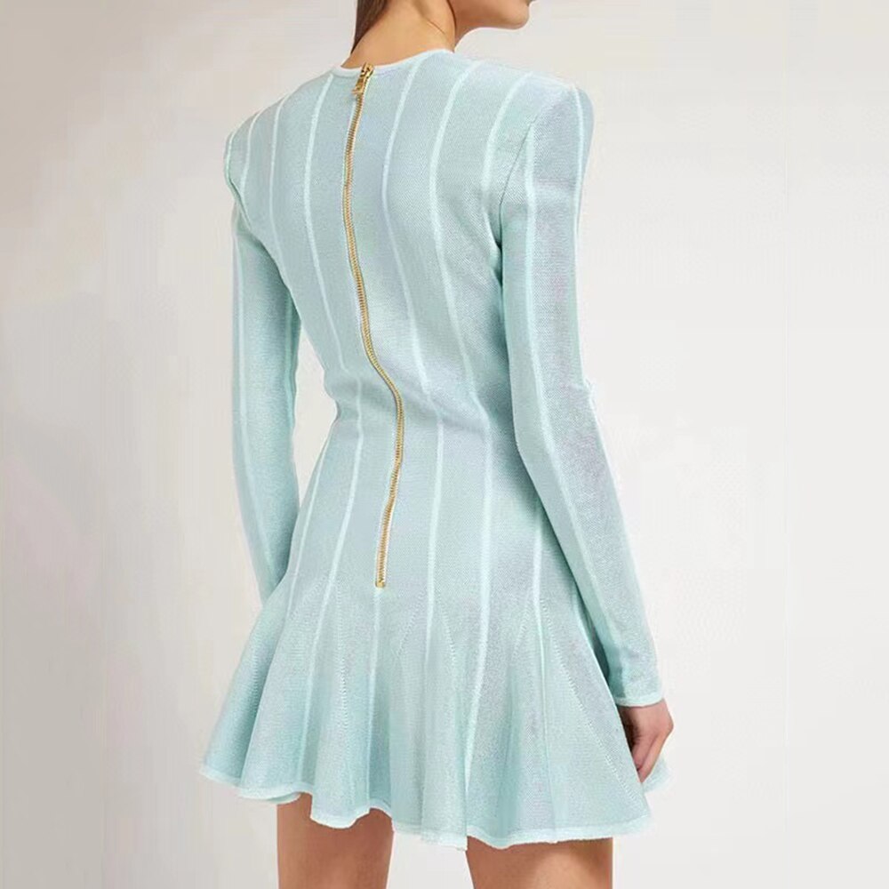 Luxe Icon Mint & Gold Button Bandage Dress