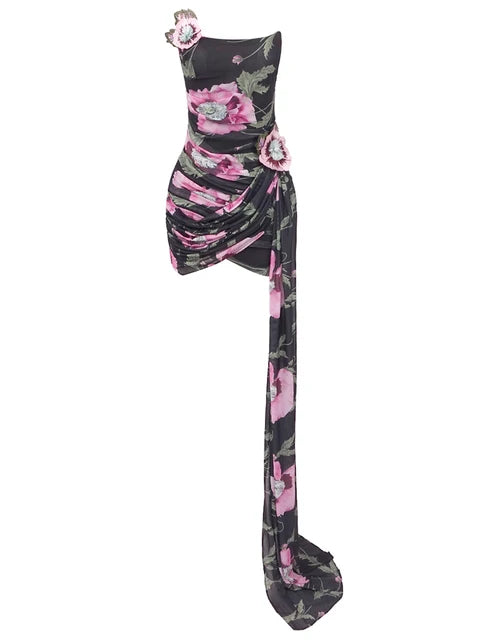 Bloom Floral Embroidered Mesh Mini Dress
