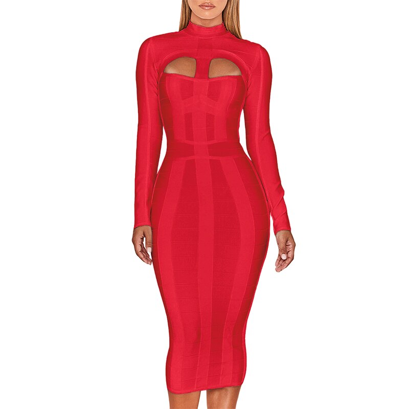Contourline Cutout Bandage Midi