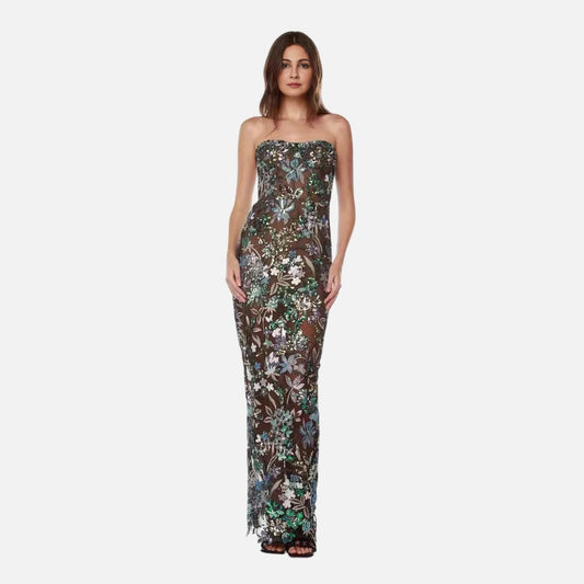 Celestia Bleu Embroidered Tube Gown