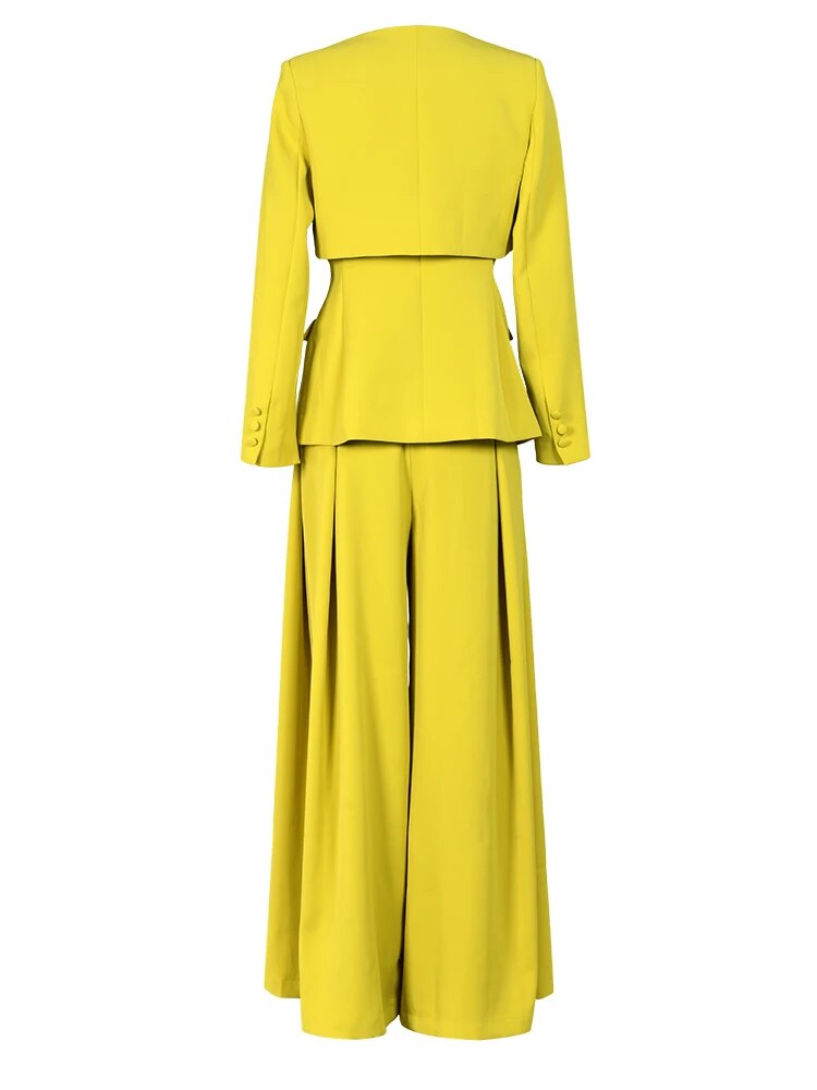Golden Hour Wide-Leg Suit Set