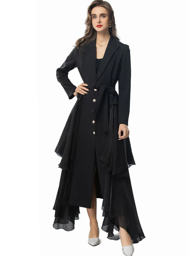 Belted Ruffle Trench Coat