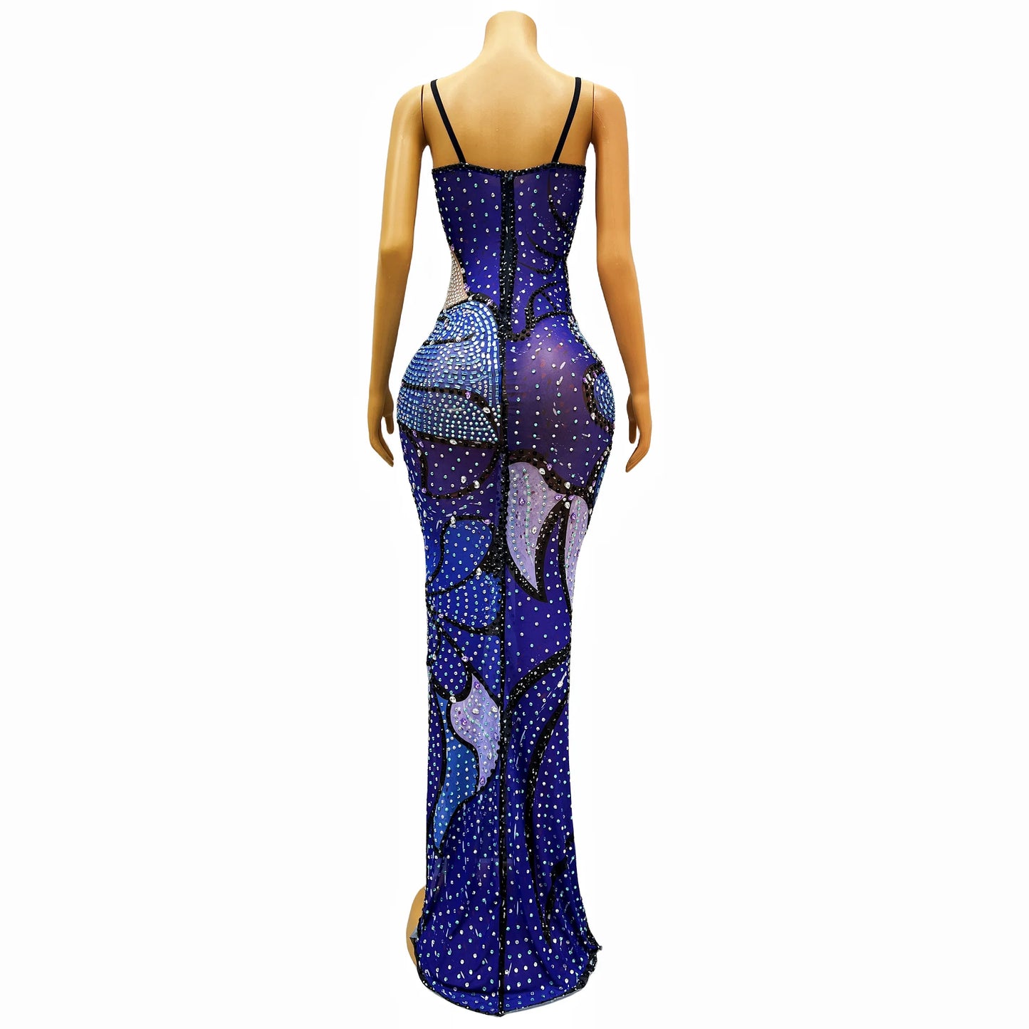 Diamond Veil Asymmetrical Slit Dress