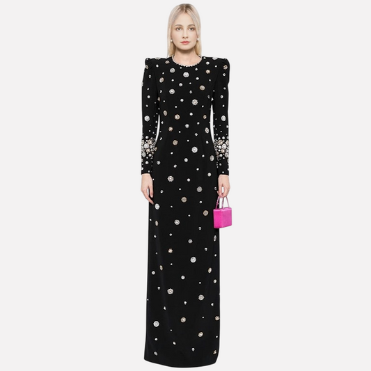Beaded Elegance Slim Maxi Dress