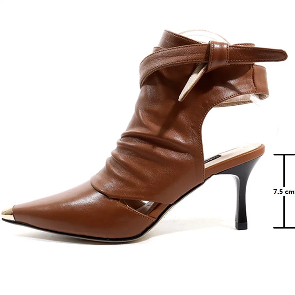 Gilded Lace-Up Pointed Bootie