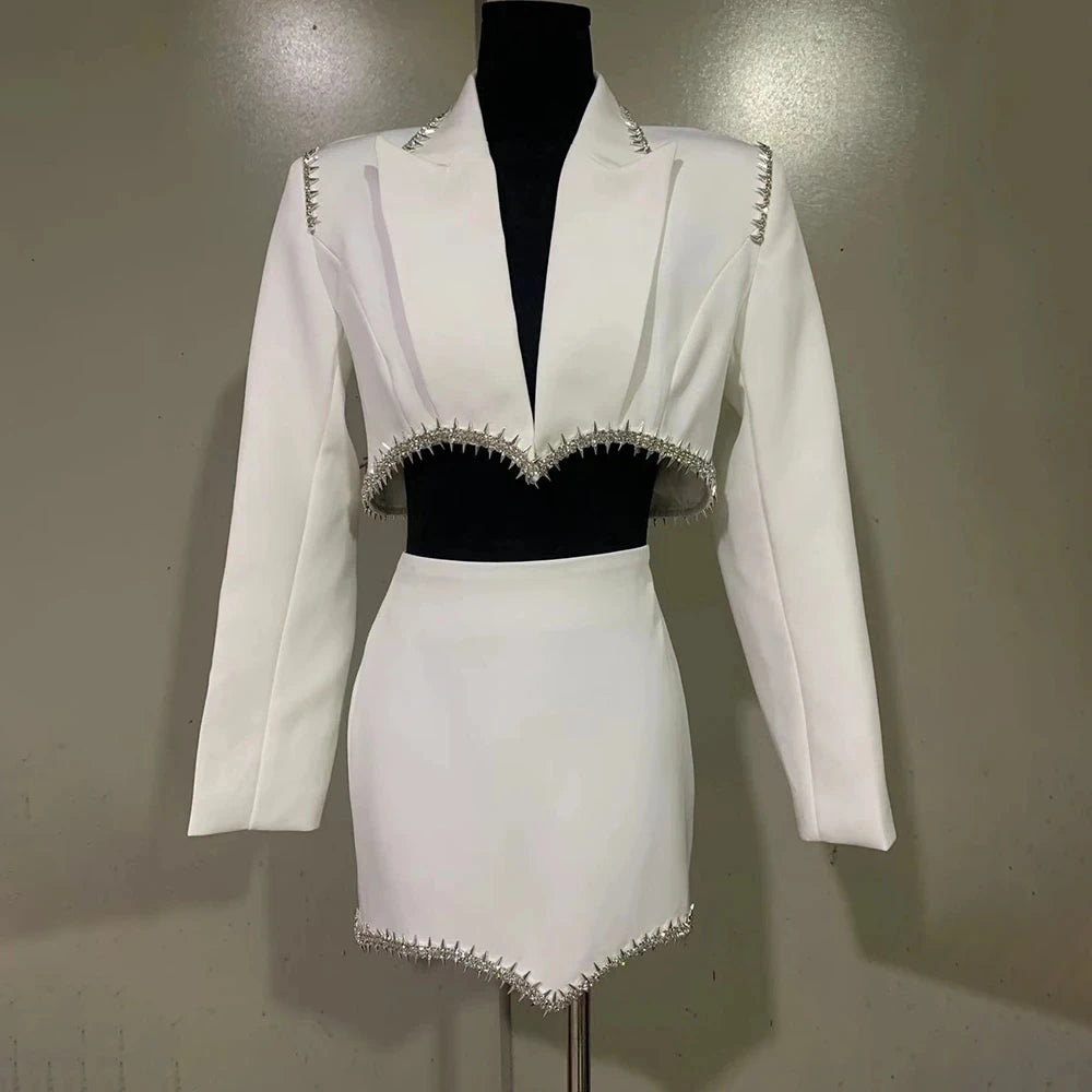 Executive Diamond Blazer & Pencil Skirt Power Set