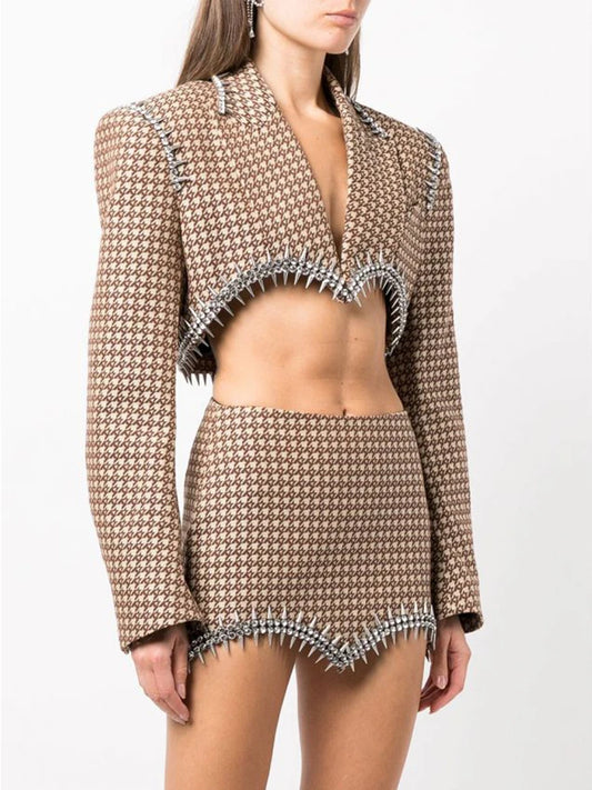 Executive Diamond Blazer & Pencil Skirt Power Set