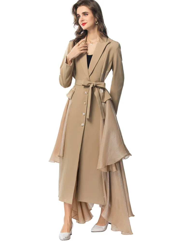Belted Ruffle Trench Coat
