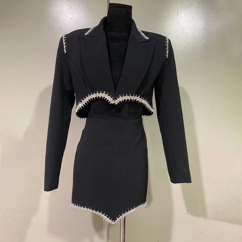 Executive Diamond Blazer & Pencil Skirt Power Set