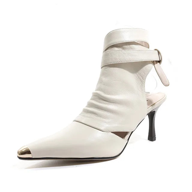 Gilded Lace-Up Pointed Bootie