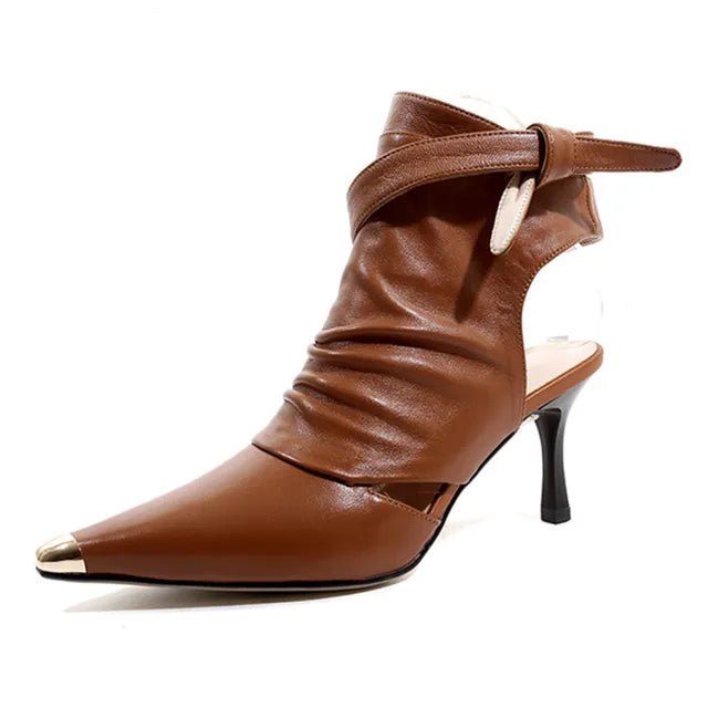 Gilded Lace-Up Pointed Bootie