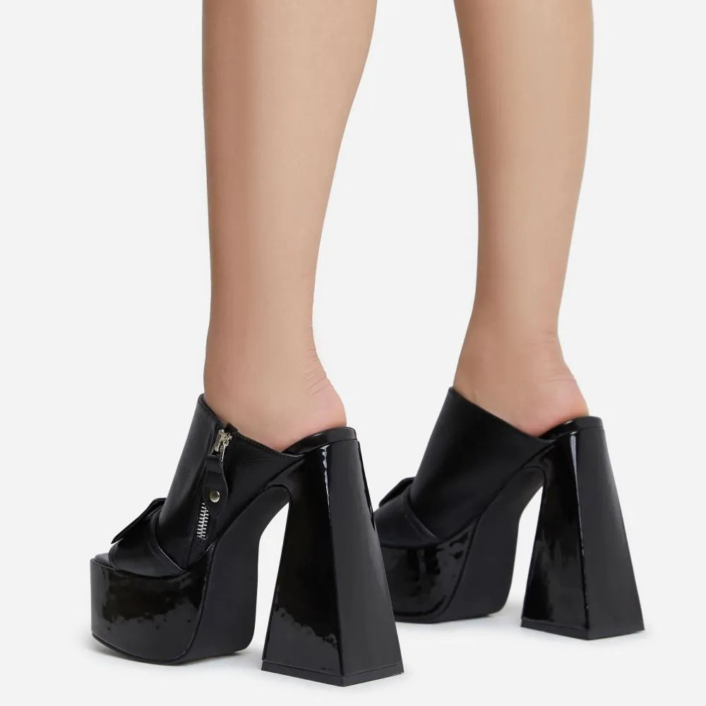 Colorblock Platform Square-Toe Heel