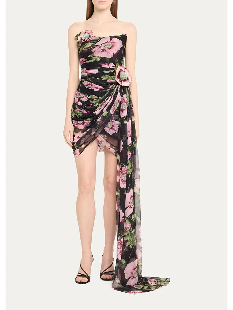 Bloom Floral Embroidered Mesh Mini Dress