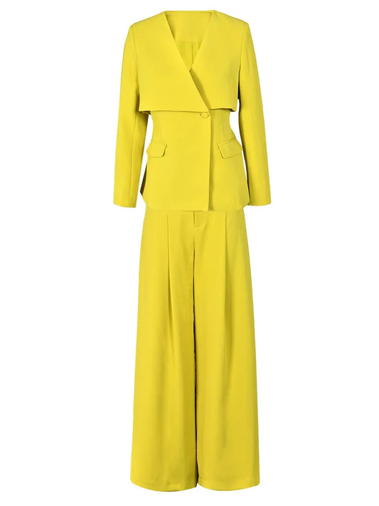 Golden Hour Wide-Leg Suit Set