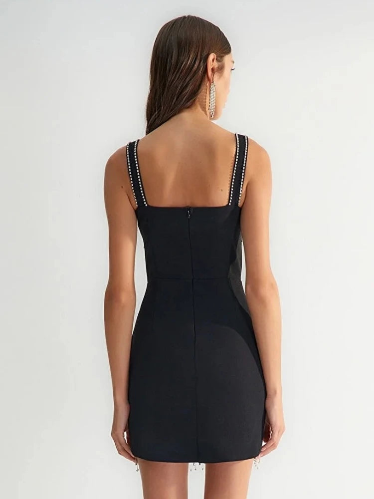 Noir Diamond Tassel Asymmetry Mini