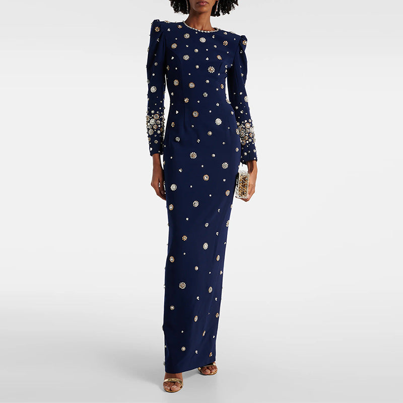 Beaded Elegance Slim Maxi Dress