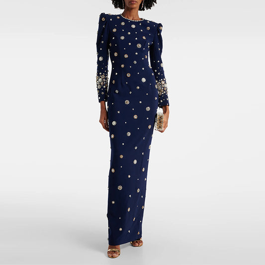 Beaded Elegance Slim Maxi Dress
