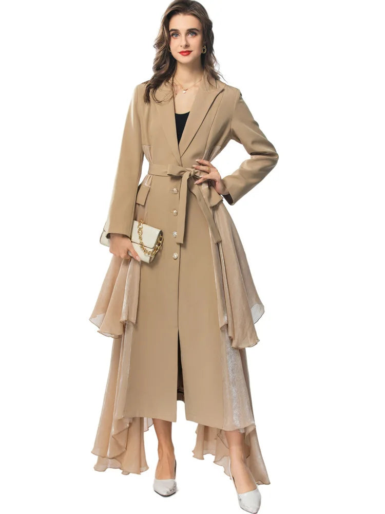 Belted Ruffle Trench Coat