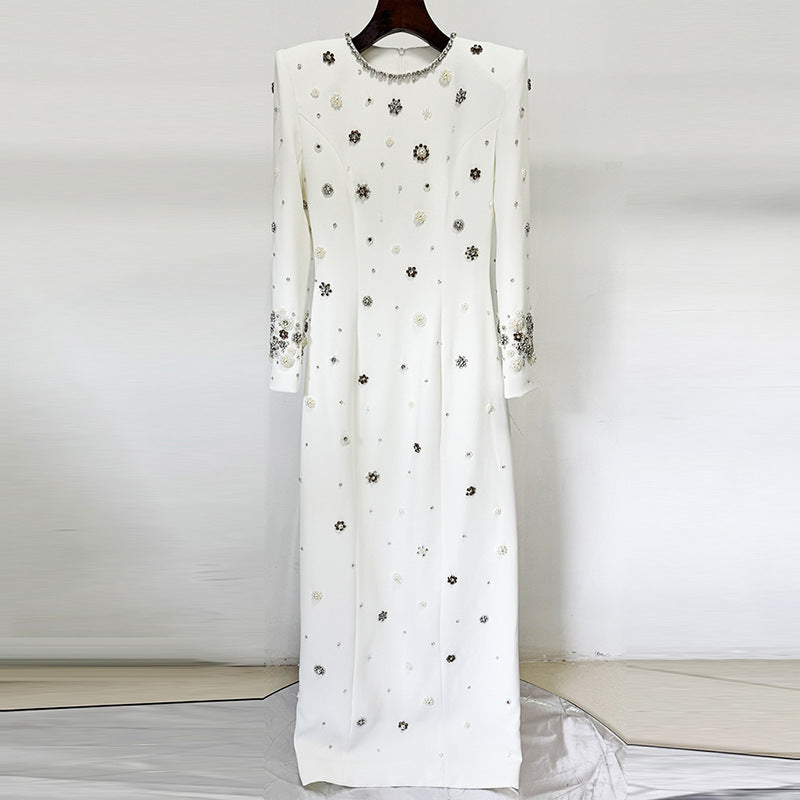 Beaded Elegance Slim Maxi Dress