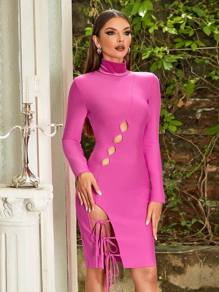 After Hours Lace-Up Bandage Midi