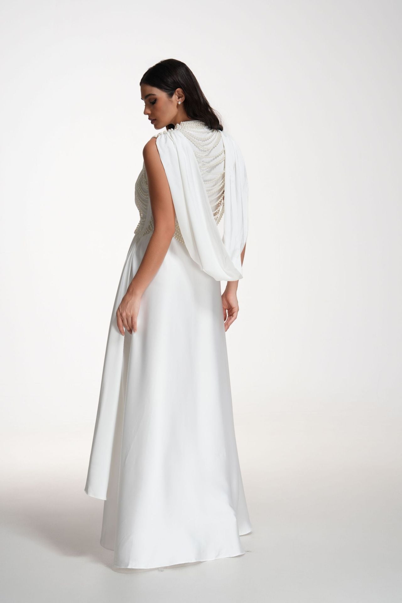 Regal Beaded High-Low Evening Gown