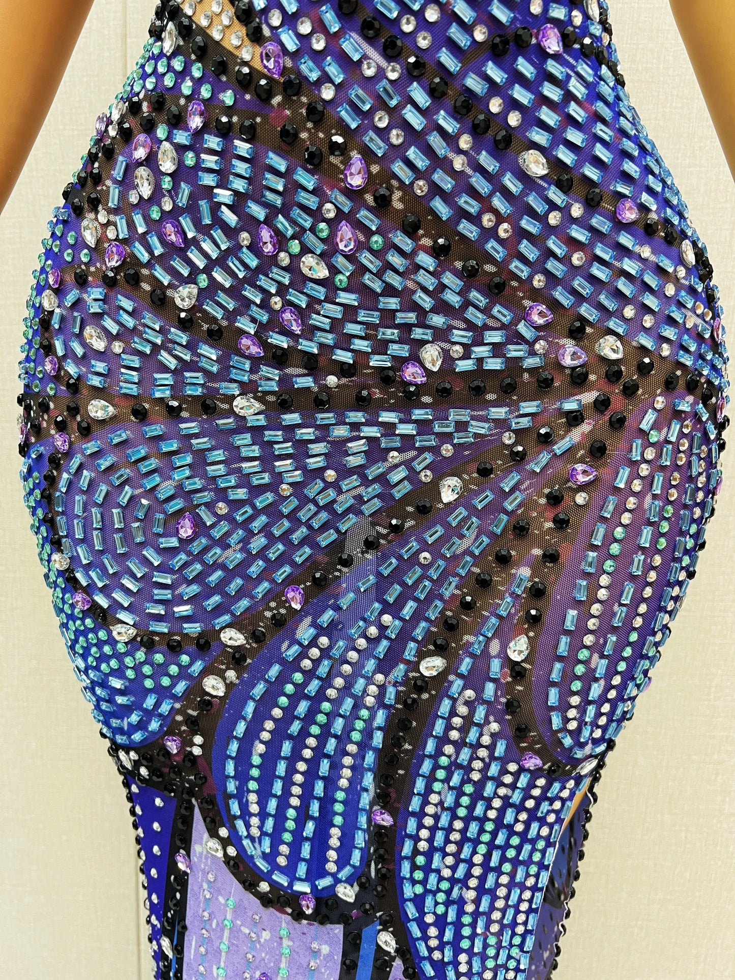 Diamond Veil Asymmetrical Slit Dress