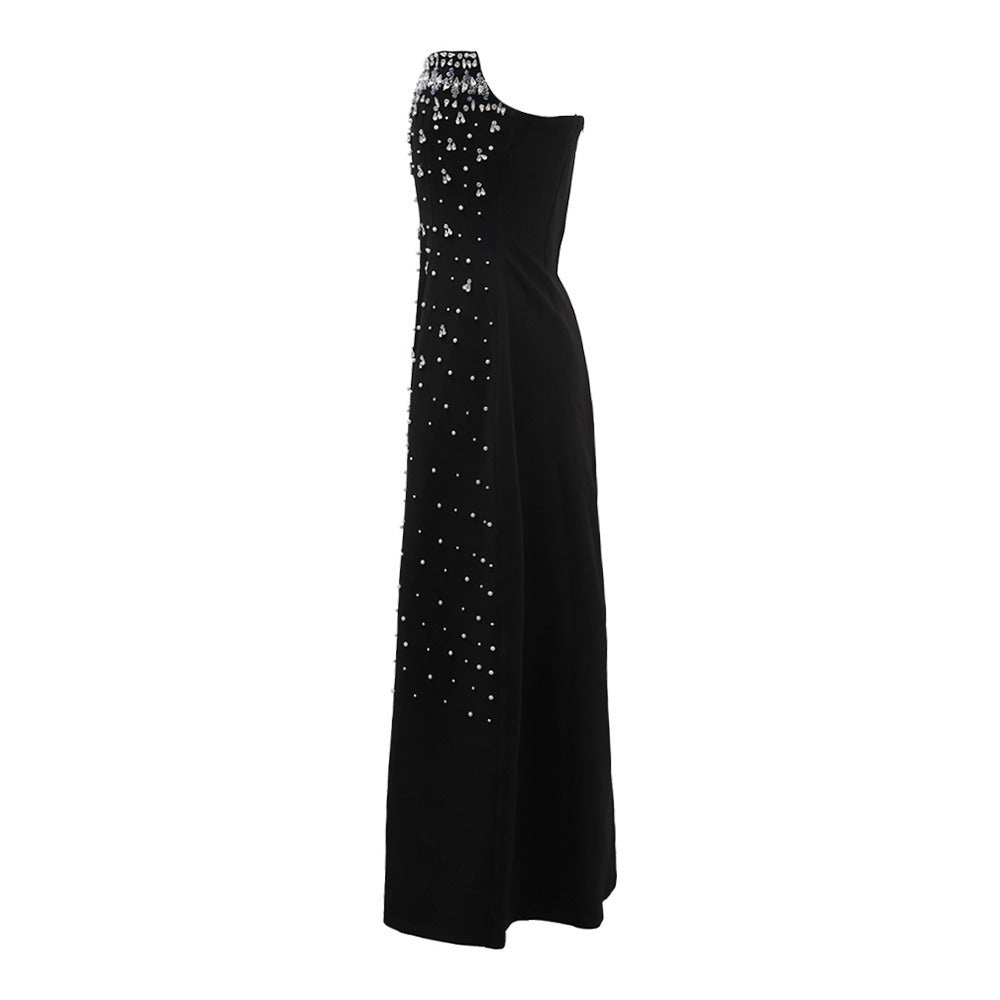 French Couture Diamond-Studded Strapless Gown