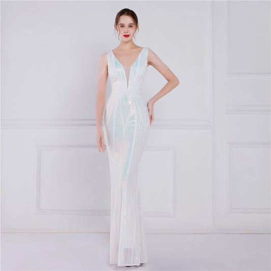 Artisan Beaded Sequin Mermaid Gown