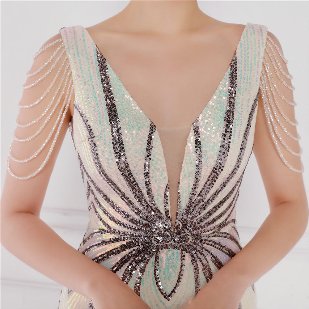 Artisan Beaded Sequin Mermaid Gown