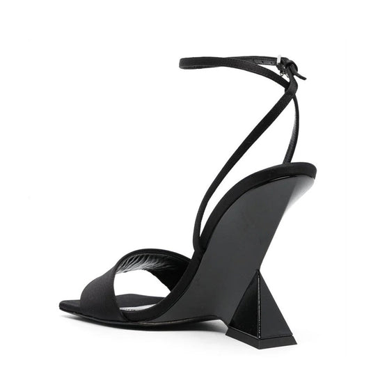 Buckled Square-Toe Block Heel Sandal